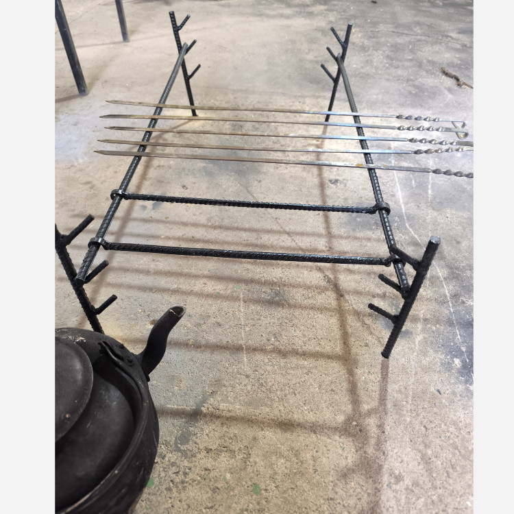 منقل کباب پز مسافرتی کم جا جمع شونده سه طبقه با جای قوری و کتری